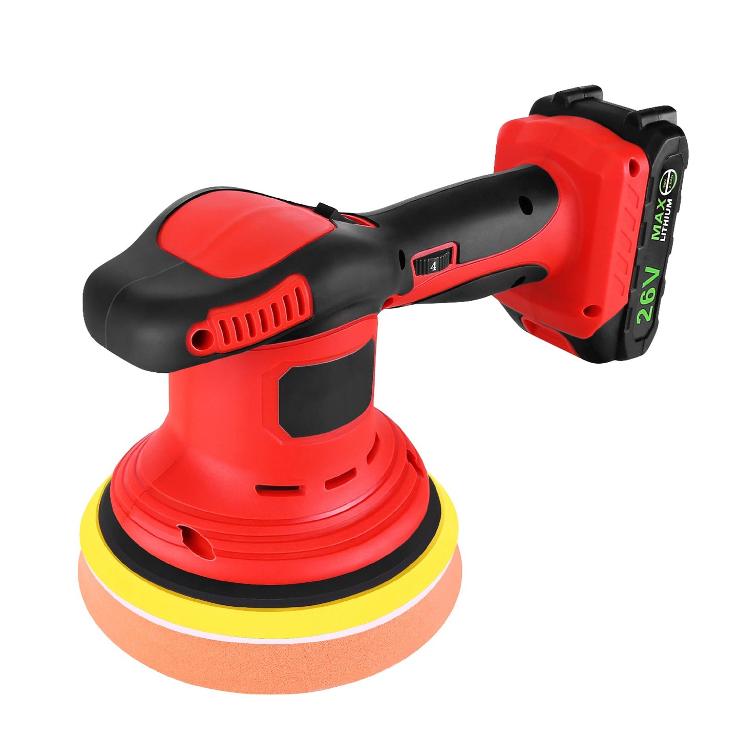 Cordless Rotary Car Polisher Kit, 11.8", 6 Variable Speeds 1200-5000RPM, 2×26V Batteries & 13 Attachments for Car/Boat Detailing & Waxing