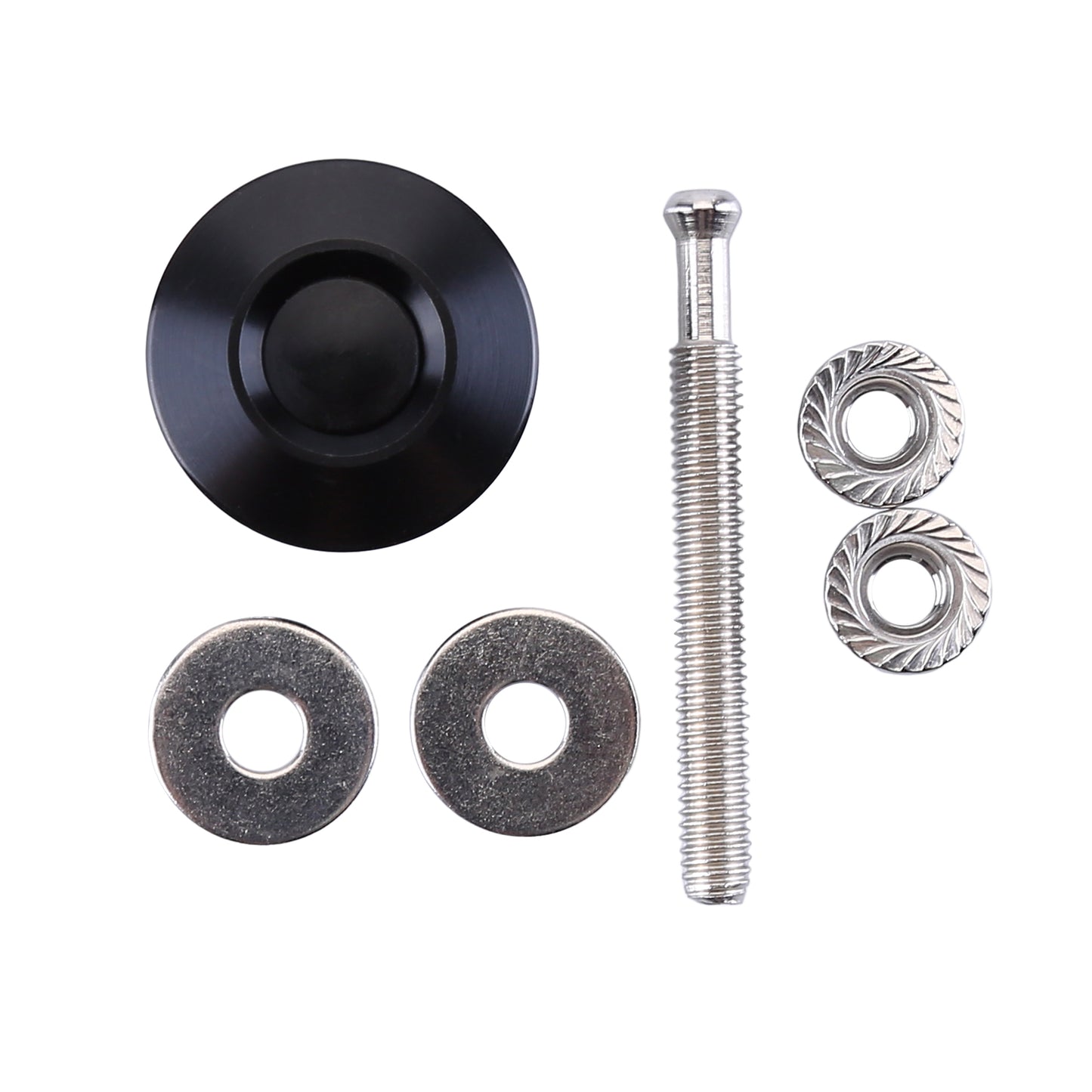 CarpartsX 4-Pack Universal Aluminum Car Hood Pins - 1.25" Quick Release Latch, Push Button Lock for Bumper, Bonnet, License Plate