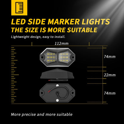 CarpartsX 210° LED Rock Light with 24 SMD Chips & 4m Cable, IP67 Waterproof Wide-Angle Marker Lamp, 6000K Flashing/Steady Mode for Trucks, Trailers, SUVs, UTVs