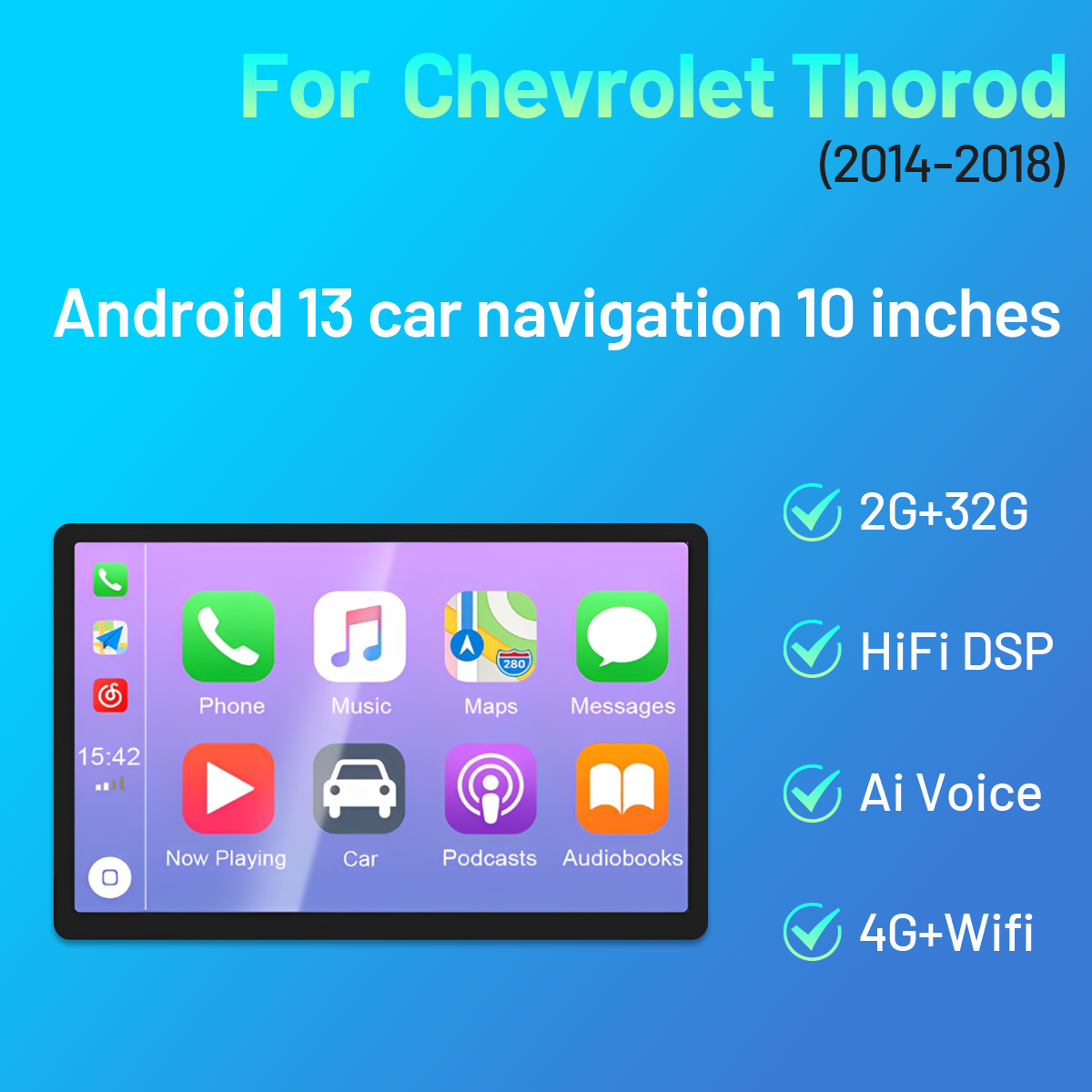 CarpartsX Car Stereo Radio for Chevrolet Silverado & GMC Sierra 2014 2015 2016 2017 2018, Android 13 2G +64G Wireless CarPlay Android Auto, 10 inch Silverado Radio Voice Control/GPS Navigation/FM Radio/SWC