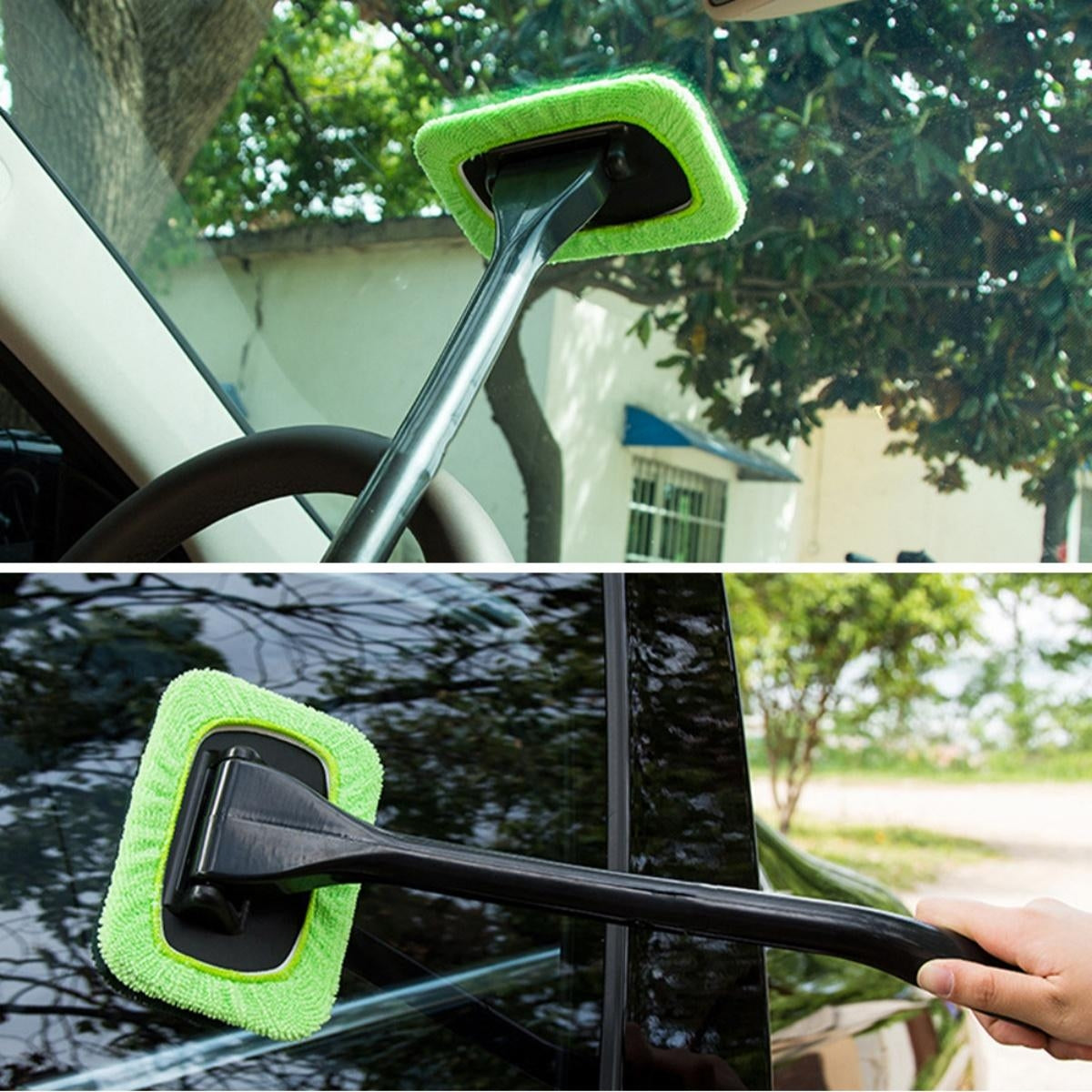 CarpartsX Car Windshield Cleaning Tool| Window Cleaning Kit With 180° Rotatable Head+ 5 Reusable Microfiber Pads|Auto Washing Brush for Car,Trucks, SUVs & Home Windows