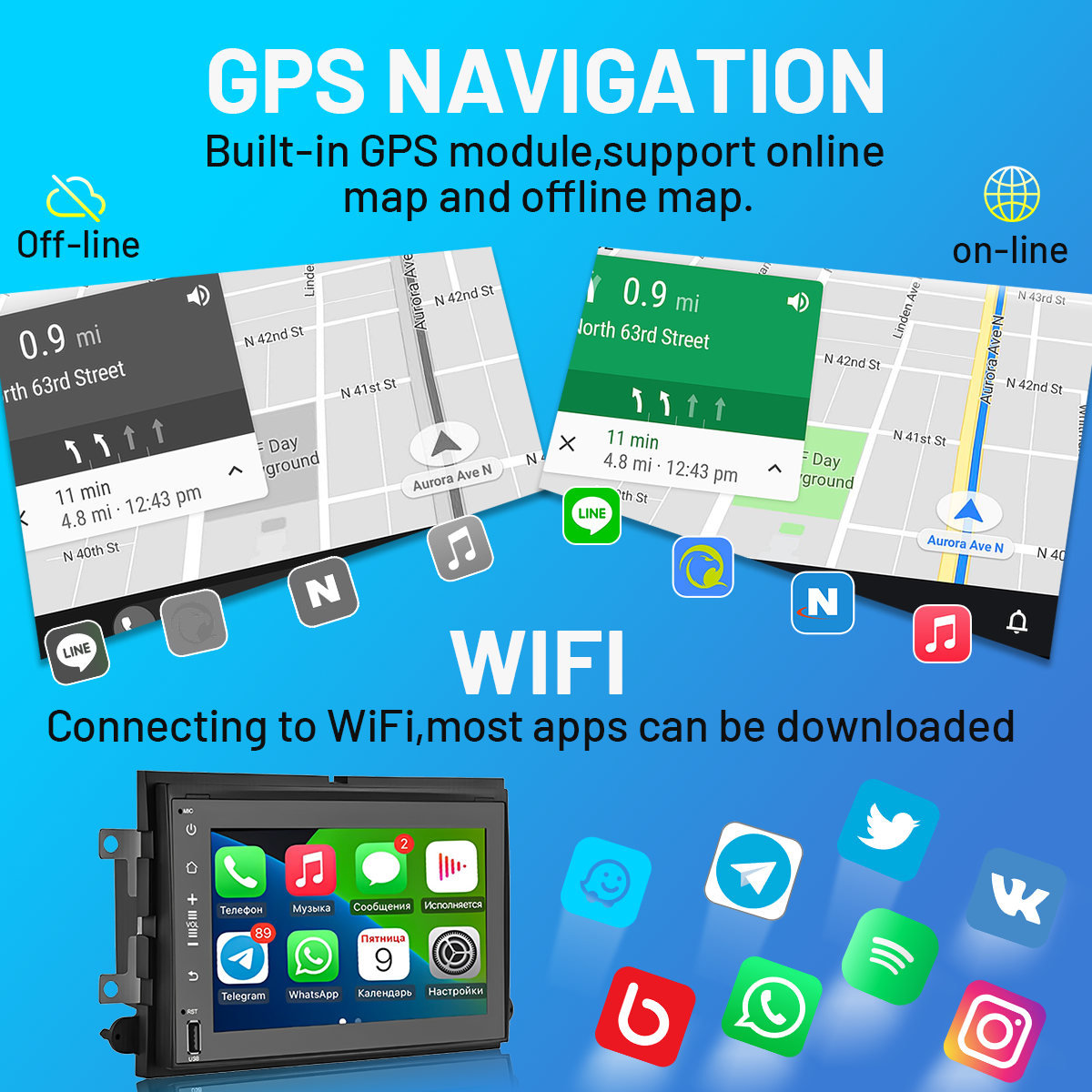 CarpartsX 04-14 Ford F250 Android 13 Autonavigation 7 Zoll integriertes Carplay + Android Auto / 2 + 32G 