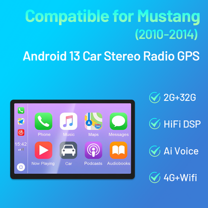 CarpartsX 10Inch Car Stereo Radio GPS Navigation 2+32G Compatible for Mustang 2010-2014 Android 13