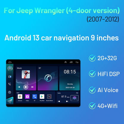 CarpartsX 9inch Car Stereo Radio Car-play GPS Wifi Compatible forWrangler JK 4-door 2007-2012 Android 13