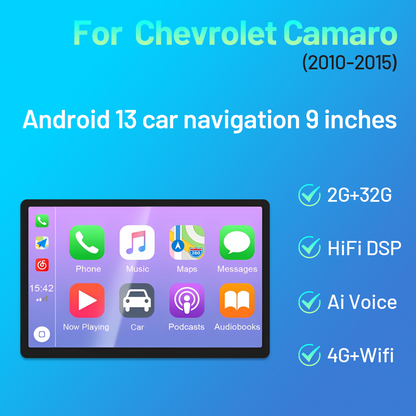 CarpartsX 2010-2015 Chevrolet Camaro Android 13 Car Navigation 9-inch Built-in CarPlay + Android Auto/2+32GB + AHD Camera + Microphone