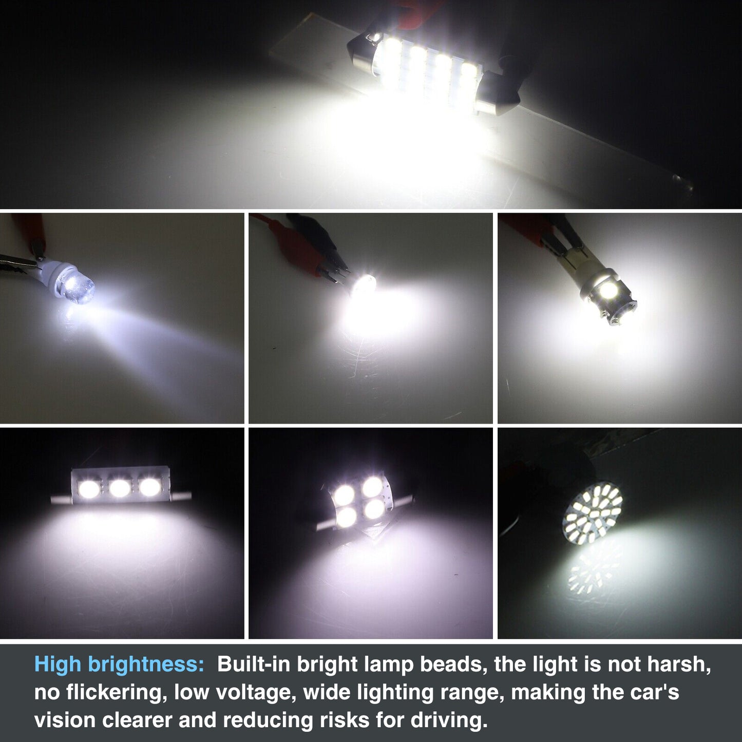 CarpartsX 42pcs LED Combination Kit: T10, Reading, License Plate & Interior Lights – Waterproof, Durable, Easy Installation, Offroad Round LED Light Pods Car