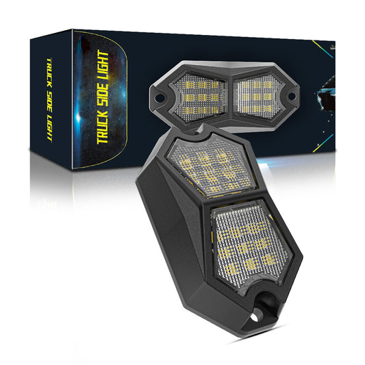 210° LED Rock Light with 24 SMD Chips & 4m Cable, IP67 Waterproof Wide-Angle Marker Lamp, 6000K Flashing/Steady Mode for Trucks, Trailers, SUVs, UTVs