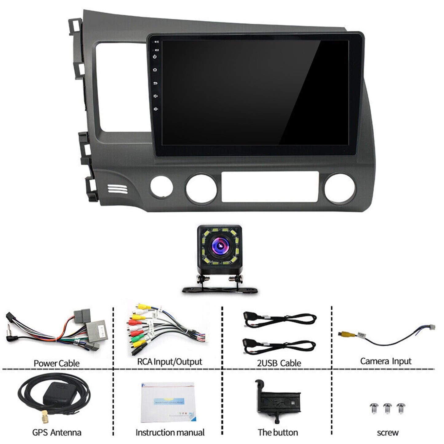 CarpartsX Android 13 Car Stereo for Honda Civic 2006-2011 - 10.1" Touchscreen, CarPlay, Android Auto, GPS, 2GB+32GB, 12 LED Lights, Bluetooth, SWC