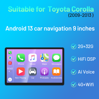 CarpartsX 09-13 Toyota Corolla Android 13 car navigation 9 inches built-in Carplay + Android auto / 2 + 32G