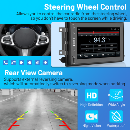 CarpartsX 04-14 Ford F250 Android 13 Autonavigation 7 Zoll integriertes Carplay + Android Auto / 2 + 32G 
