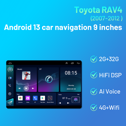 CarpartsX 07-12 Toyota RAV4 Android 13 Car Navigation 9 inches - with carplay and Android auto function 2+32G - with long license plate camera