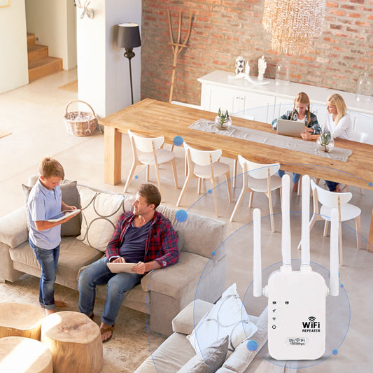 Signal Extender 5G High-Speed Expansion WiFi Booster Dual Band 1200M Wireless Network Signal Booster for Indoor and Home Use US Plug White