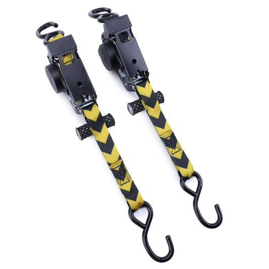CarpartsX XiangE 2Pcs Retractable Ratchet Straps - Auto-Lock 1500lbs Capacity for Motorcycle Truck SUV Cargo Secure Tie Down Solution with S-Hooks