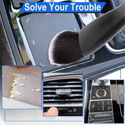 Double Head Car Cleaning Brush – Soft Interior Detailing Duster for Air Vents, Dashboard, Screens & Auto Accessories (Blue & Black)