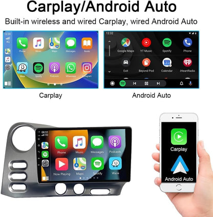 CarpartsX 9" Touchscreen Wireless Carplay Android Auto GPS+Free Reverse Camera 4+64G for Toyota Matrix/Pontiac Vibe Radio 2003/2004