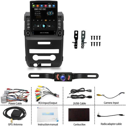 CarpartsX Android 13 Double Din Car Stereo for 2009-2014 for Ford for F150 9.7 Inch HD Touch Screen Car Audio Multimedia Receiver with CarPlay Android Auto GPS Radio Navigation Bluetooth Camera - 2+32G