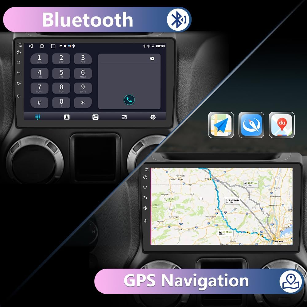 CarpartsX Android 13 Car Stereo for Jeep Wrangler JK, Chrysler, Dodge RAM - 10" Touchscreen, Wireless CarPlay, Android Auto, GPS, AHD Camera&Mic, SWC, WiFi