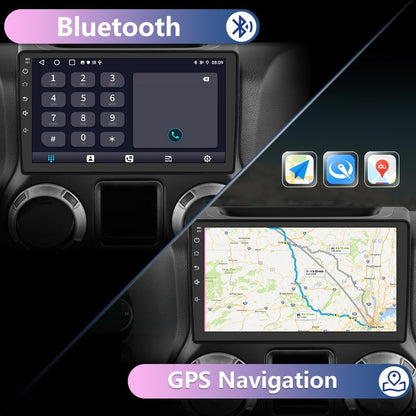 CarpartsX Android 13 Car Stereo for Jeep Wrangler JK, Chrysler, Dodge RAM - 10" Touchscreen, Wireless CarPlay, Android Auto, GPS, AHD Camera&Mic, SWC, WiFi