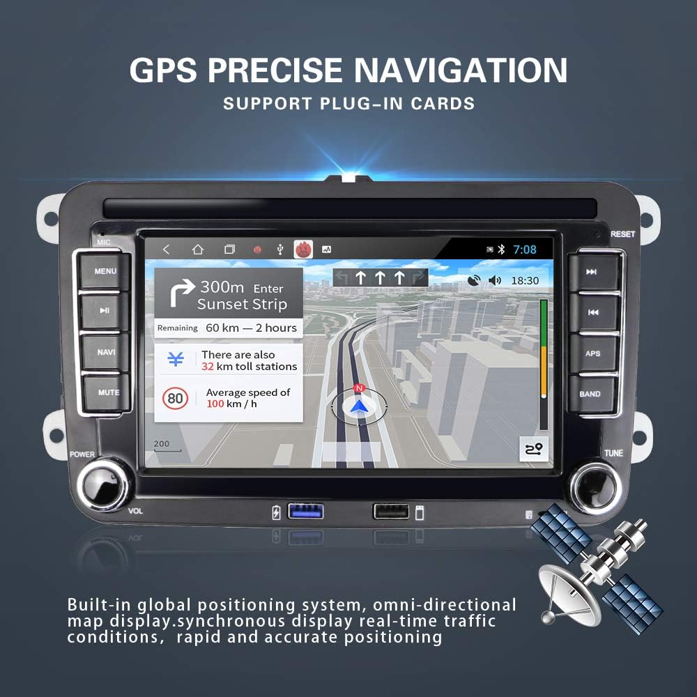 CarpartsX 7" Carplay Android 12 Car Radio GPS Navi AHD Camera 2+32G Compatible for VW Touran Golf 5 6 Polo EOS