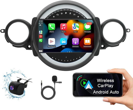 CarpartsX Android 13 Car Stereo for BMW Mini Cooper R56 (2007-2014) - 9" IPS Touchscreen, CarPlay, Android Auto, GPS, 2+32GB, AHD Camera&Mic, Bluetooth, SWC