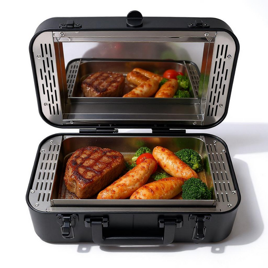 CarpartsX Portable Smokeless Electric Grill for Outdoor, Infrared Quartz Heating, Nonstick, Adjustable 480-550°F, Fast Cooking for Steak, Chicken & Sausages