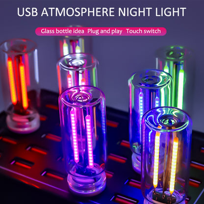 CarpartsX Car USB LED Night Light, Touch Dimmable Glass Bottle Lamp, Portable Mini Ambient Light Plug & Play for Auto Interior or Bedroom Decor