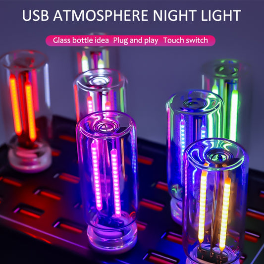 CarpartsX Car USB LED Night Light, Touch Dimmable Glass Bottle Lamp, Portable Mini Ambient Light Plug & Play for Auto Interior or Bedroom Decor