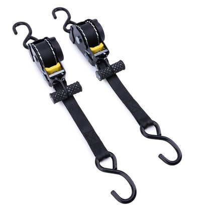 CarpartsX XiangE 2Pcs Retractable Ratchet Straps - Auto-Lock 1500lbs Capacity for Motorcycle Truck SUV Cargo Secure Tie Down Solution with S-Hooks