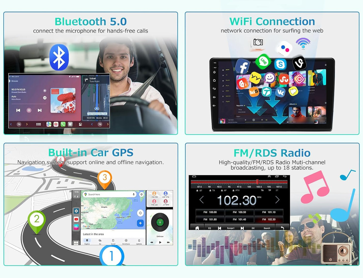 CarpartsX 10.1Inch Car Stereo Radio Car-play GPS Navigation Android 13 Compatible for Express Van 2008-2011