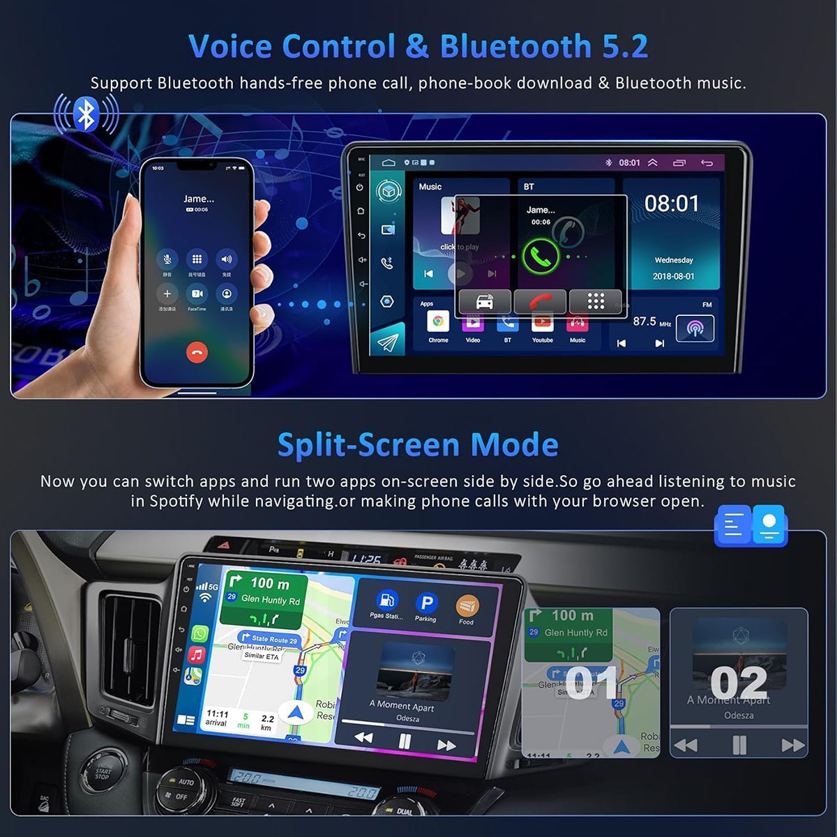 CarpartsX 2GB+64GB Android 13 Touch Screen Radio for Toyota RAV4 2013-2018, 10.1 inch