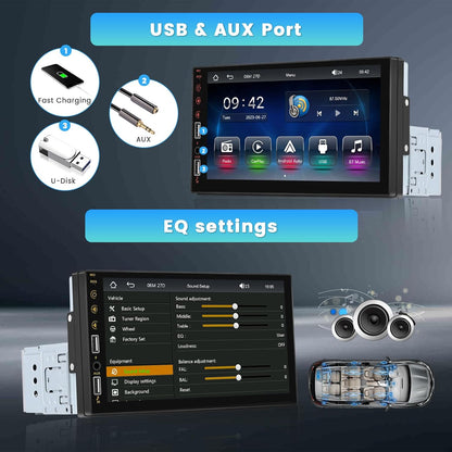 CarpartsX 7" Single Din Touch Screen Car Stereo Radio For Apple/Android CarPlay Bluetooth