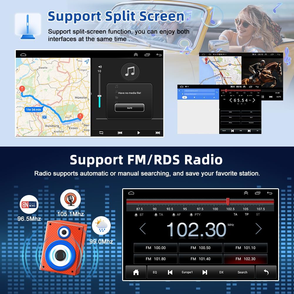 CarpartsX 9" Android 13 Car Stereo for Hyundai Sonata 2015 2016 2017 HD Touch Screen 2 Din Car Radio Receiver w/Wireless Carplay Android Auto GPS Navigation Bluetooth Mirror Link SWC Backup Camera Mic, 2+32G