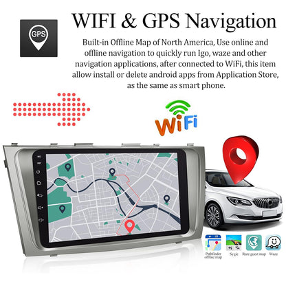 CarpartsX Car Navigation Player for Carplay/Android Auto 9 Inch Automobile Player Android 11 Bluetooth GPS Navigation Car Music Player Compatible for Camry 2007-2011