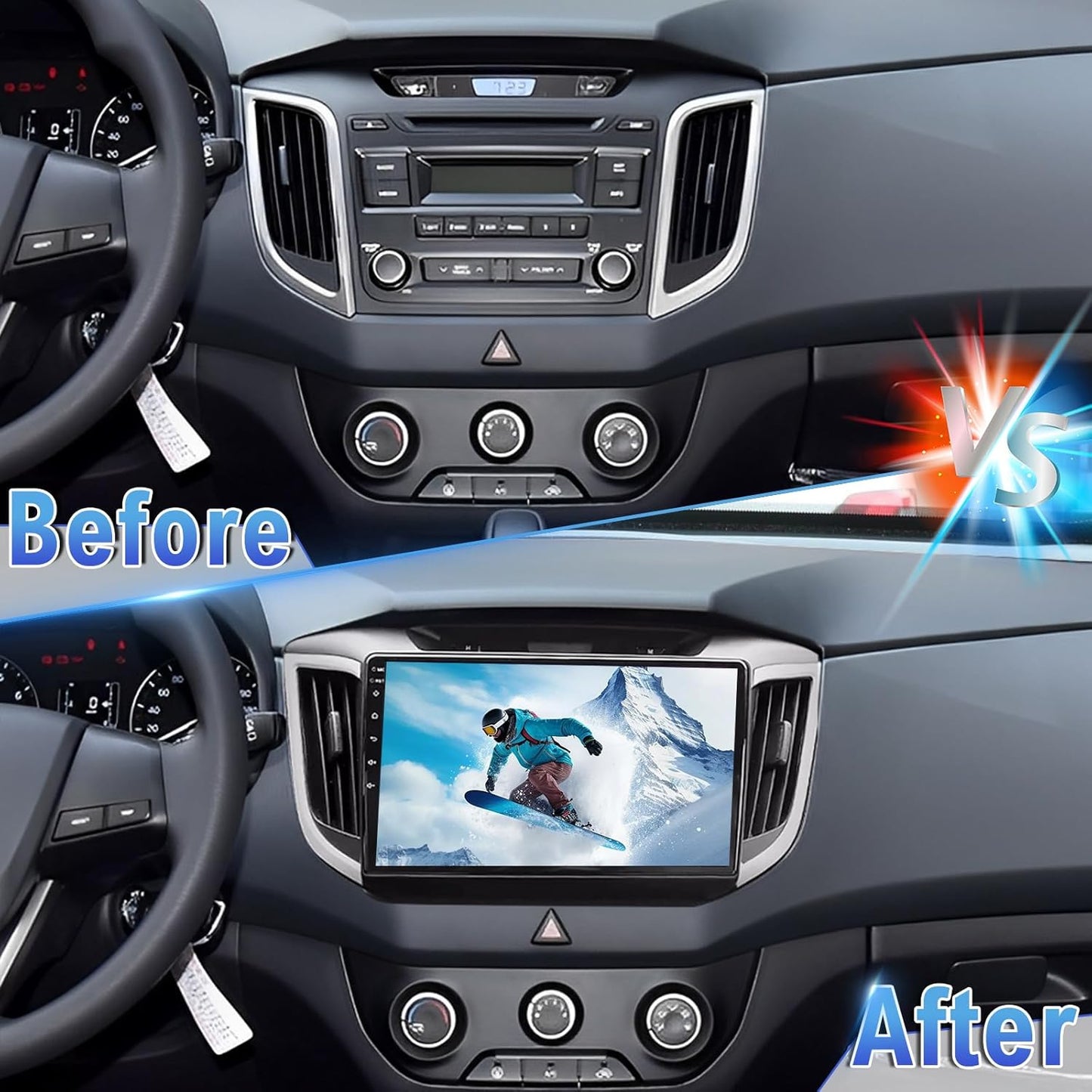 CarpartsX 10Inch Car Stereo Radio Car-play GPS Navi Compatible for Hyundai Creta ix25 2015-2019 Android 14
