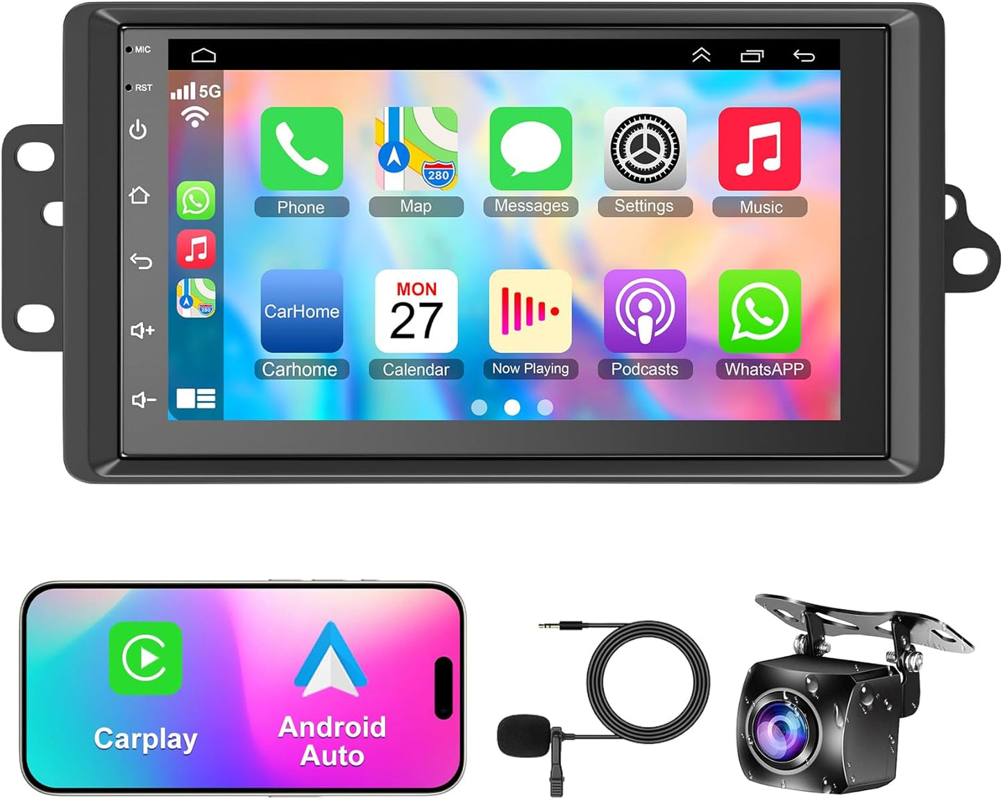 CarpartsX 4+64 Android 13 Car Stereo for 2003-2006 Chevrolet Chevy Silverado Impala Tahoe GMC Sierra Yukon, 7" IPS Touch Screen Car Radio Build-in GPS Wireless CarPlay/Android Auto, Backup Camera/DSP/SWC