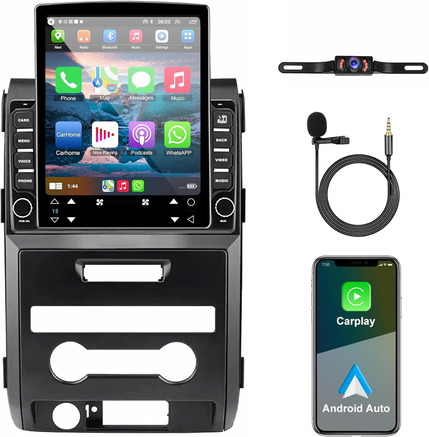 CarpartsX Android 13 Double Din Car Stereo for 2009-2014 for Ford for F150 9.7 Inch HD Touch Screen Car Audio Multimedia Receiver with CarPlay Android Auto GPS Radio Navigation Bluetooth Camera - 2+32G