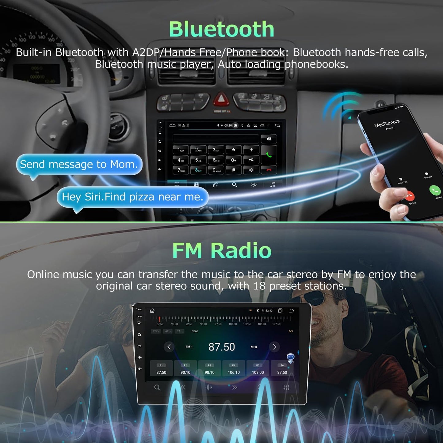 CarpartsX 2005-2013 Toyota Tacoma 9 Inch Wireless CarPlay & Android Auto Car Stereo