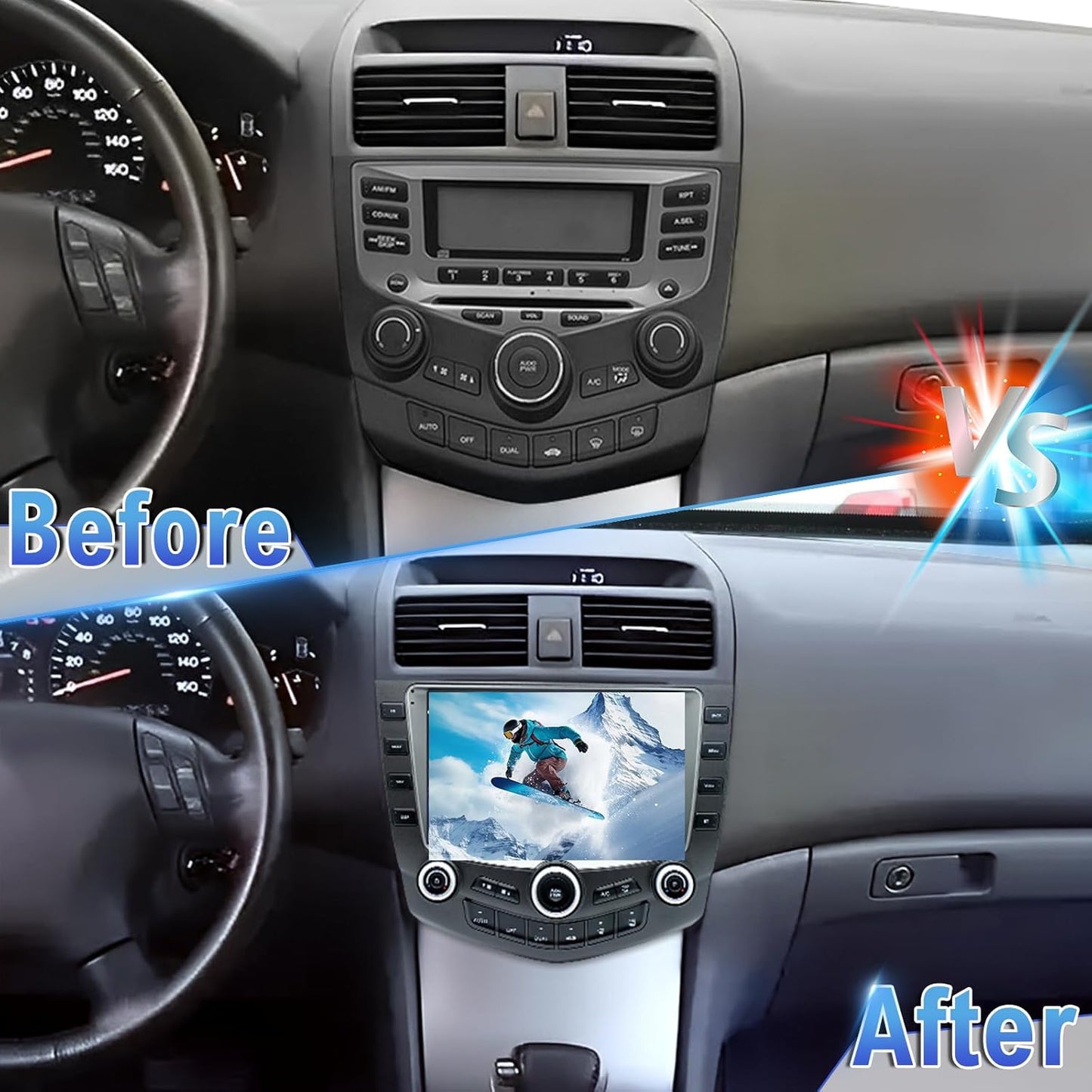 CarpartsX 9Inch Car Stereo Radio Car-play GPS Navi Compatible for Accord 2003-2007 Android 14