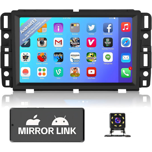 CarpartsX Android 13 Double Din Car Stereo for GMC Sierra Chevy Silverado Yukon Chevrolet Buick with WiFi and GPS Navigation,7 Inch Touch Screen Car Radio with Mirror Link,Bluetooth FM/RDS,SWC+Backup Camera