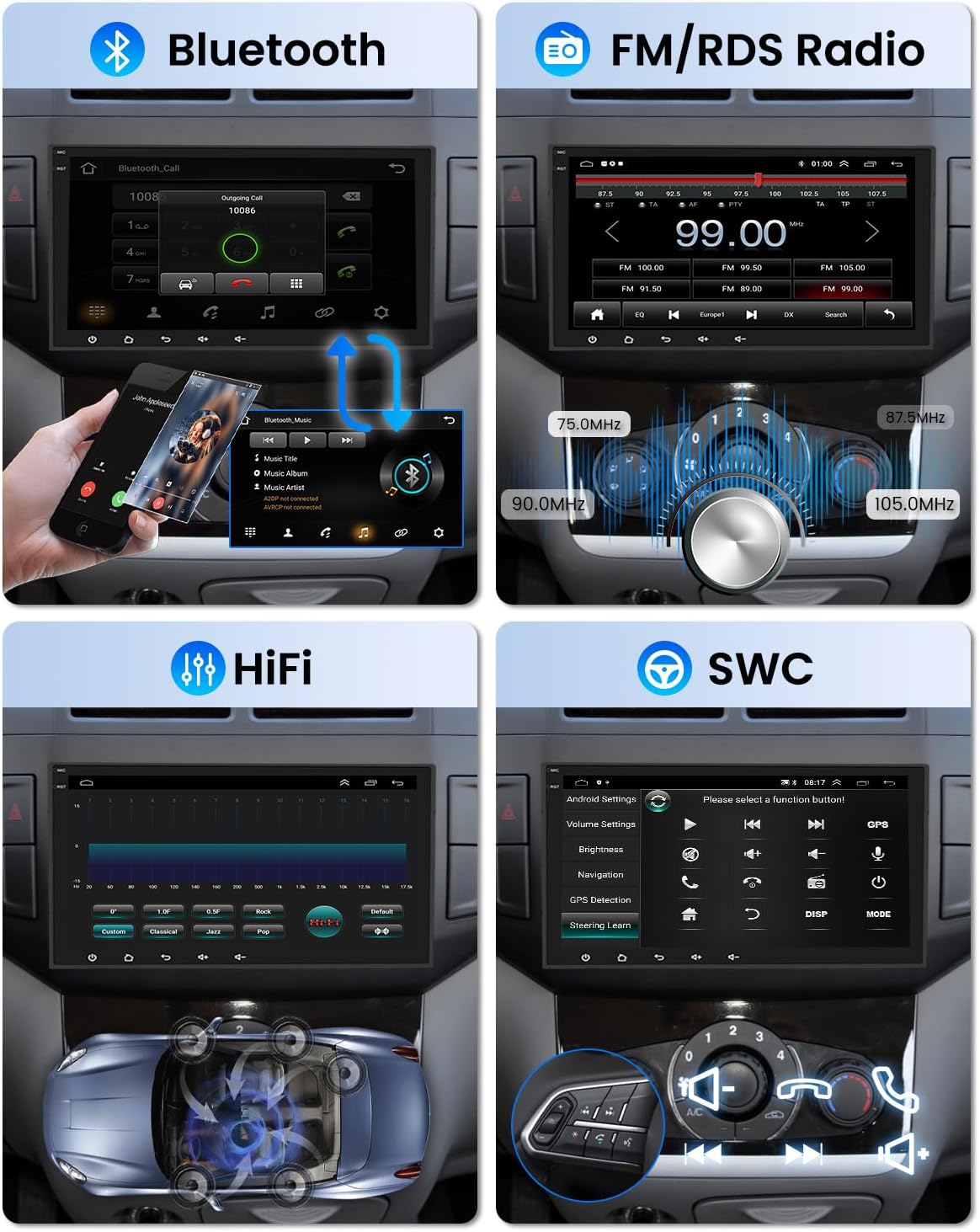 CarpartsX 8" Android 13 Car Stereo for Chevrolet/GMC/Buick - 2GB+32GB, Wireless CarPlay, Android Auto, GPS, Bluetooth, AHD Camera&Mic, SWC, WiFi
