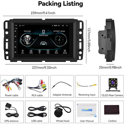 CarpartsX Android 13 Double Din Car Stereo for GMC Sierra Chevy Silverado Yukon Chevrolet Buick with WiFi and GPS Navigation,7 Inch Touch Screen Car Radio with Mirror Link,Bluetooth FM/RDS,SWC+Backup Camera