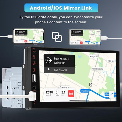 CarpartsX 7" Single Din Touch Screen Car Stereo Radio For Apple/Android CarPlay Bluetooth