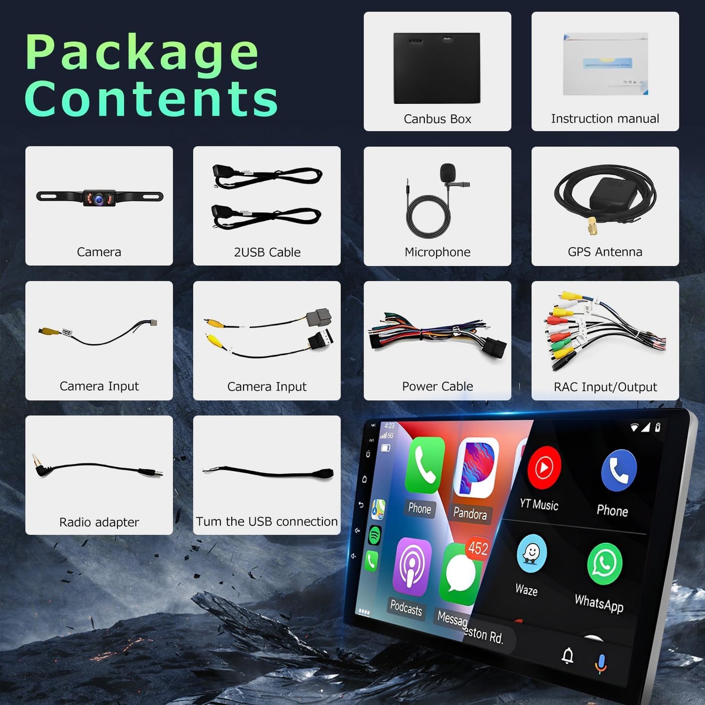 CarpartsX 2005-2013 Toyota Tacoma 9 Inch Wireless CarPlay & Android Auto Car Stereo
