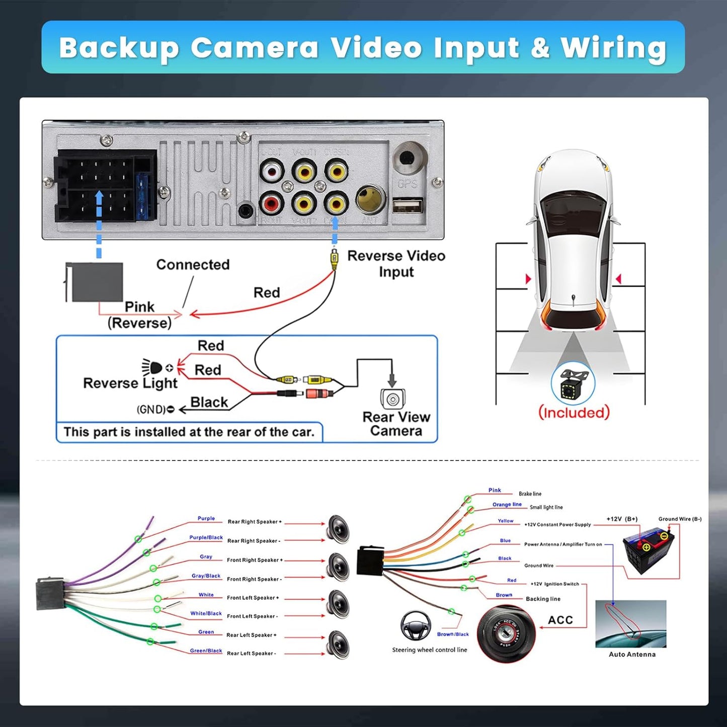 CarpartsX 7" Single Din Touch Screen Car Stereo Radio For Apple/Android CarPlay Bluetooth
