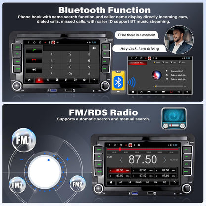 CarpartsX 7" Carplay Android 12 Car Radio GPS Navi AHD Camera 2+32G Compatible for VW Touran Golf 5 6 Polo EOS