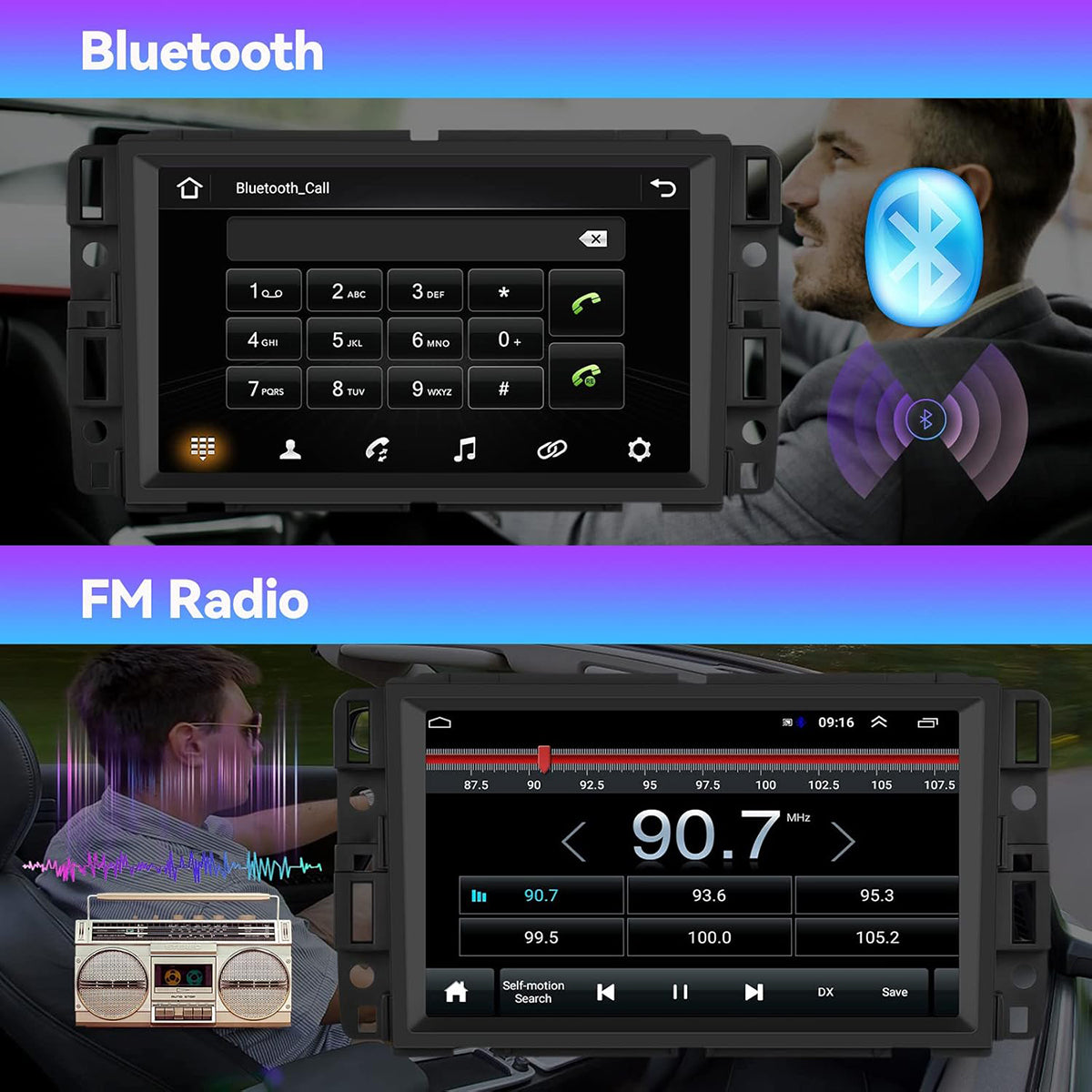 CarpartsX Android 13 Double Din Car Stereo for GMC Sierra Chevy Silverado Yukon Chevrolet Buick with WiFi and GPS Navigation,7 Inch Touch Screen Car Radio with Mirror Link,Bluetooth FM/RDS,SWC+Backup Camera