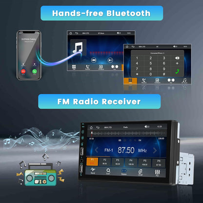CarpartsX 7" Single Din Touch Screen Car Stereo Radio For Apple/Android CarPlay Bluetooth