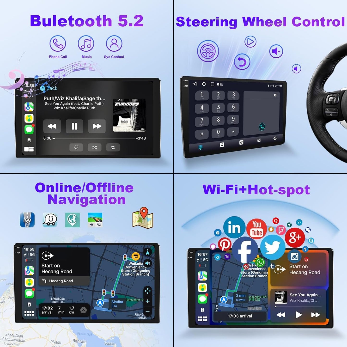 CarpartsX 8-Core Android 13 Car Stereo for Ford F150/F250/F350 (2004-2014) - 7" Touchscreen, Wireless CarPlay, GPS, 2+32GB, AHD Camera&Mic, BT&SWC