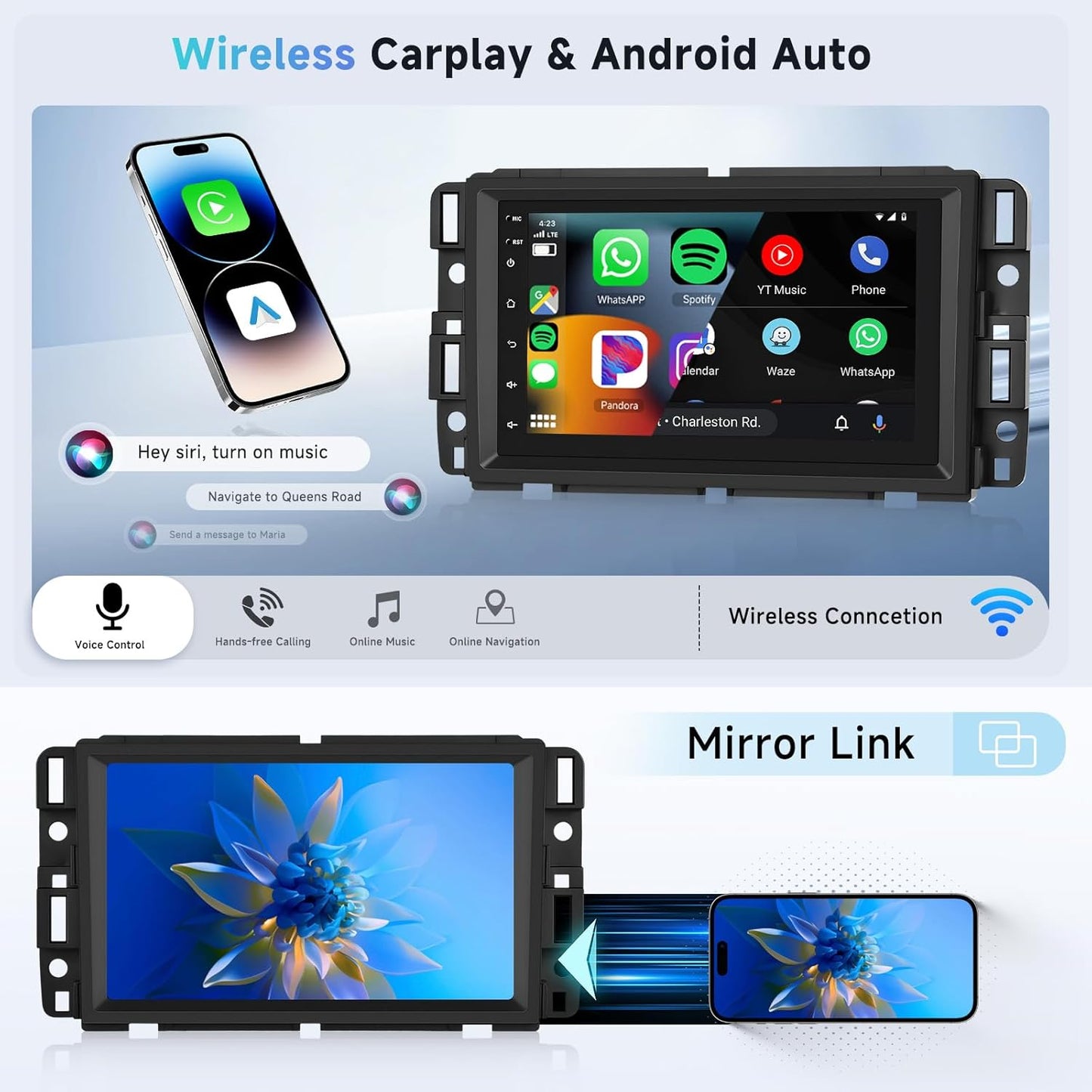 CarpartsX 7Inch Android 13 Car Radio GPS Carplay Compatible for Chevrolet Chevy Yukon Sierra Acadia