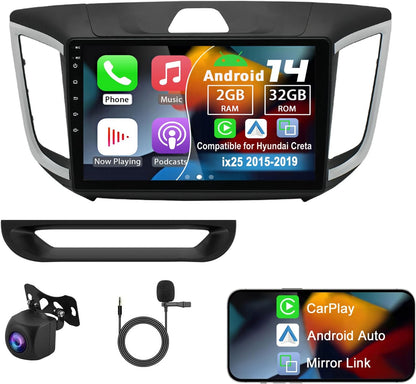 CarpartsX 10Inch Car Stereo Radio Car-play GPS Navi Compatible for Hyundai Creta ix25 2015-2019 Android 14